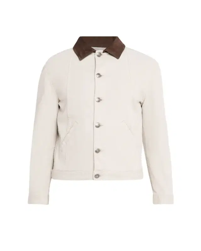 Brunello Cucinelli Men's Garment-Dyed Denim Leather-Collar Shirt Jacket