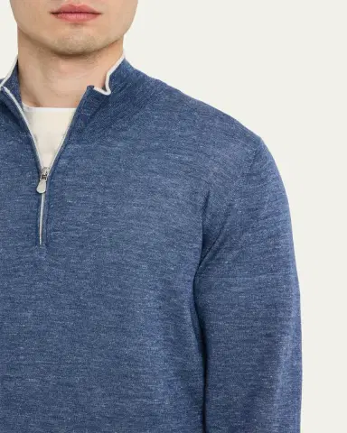 Brunello Cucinelli Men's Cashmere Knit Quarter-Zip Sweater | Thumbnail 5 Brunello Cucinelli Men's Cashmere Knit Quarter-Zip Sweater | Thumbnail 5