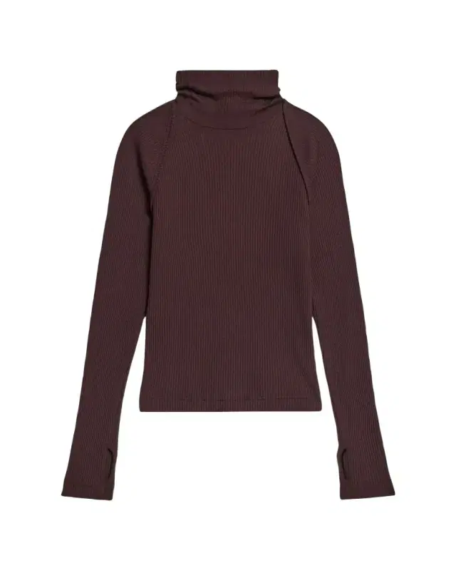 Rib-Knit Shrug Turtleneck