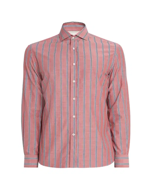 Brunello Cucinelli en's Cotton ulti-Stripe Button-Down Shirt