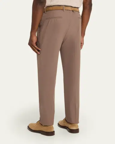 Brunello Cucinelli Men's Cotton Classic-Fit Pleated Pants | Thumbnail 3 Brunello Cucinelli Men's Cotton Classic-Fit Pleated Pants | Thumbnail 3