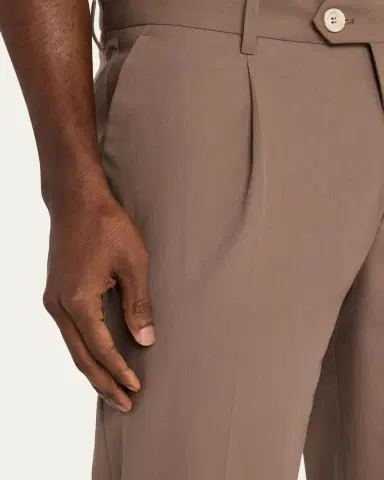 Brunello Cucinelli Men's Cotton Classic-Fit Pleated Pants | Thumbnail 5 Brunello Cucinelli Men's Cotton Classic-Fit Pleated Pants | Thumbnail 5
