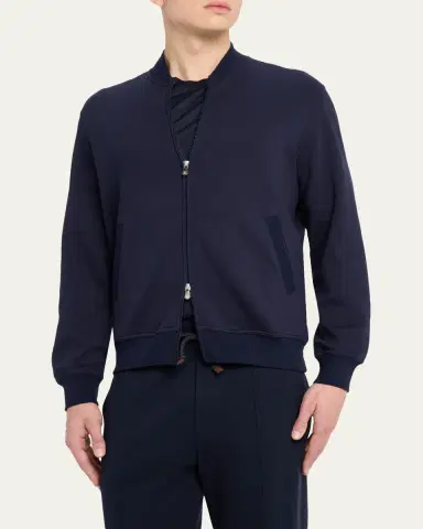 Brunello Cucinelli Men's Cotton Full-Zip Cardigan Sweatshirt | Thumbnail 4 Brunello Cucinelli Men's Cotton Full-Zip Cardigan Sweatshirt | Thumbnail 4