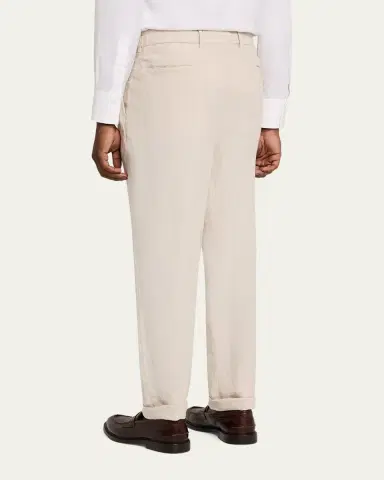 Brunello Cucinelli Men's Wool Straight-Leg Pleated Pants | Thumbnail 3 Brunello Cucinelli Men's Wool Straight-Leg Pleated Pants | Thumbnail 3