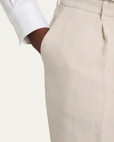 Brunello Cucinelli Men's Wool Straight-Leg Pleated Pants | Thumbnail 5 Brunello Cucinelli Men's Wool Straight-Leg Pleated Pants | Thumbnail 5