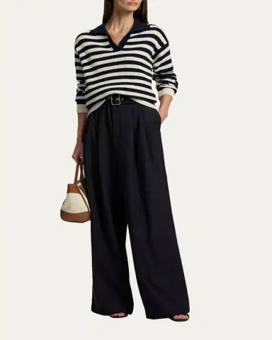 Ralph Lauren Collection Pleated Grain De Poudre Wide-Leg Belted Pants | Thumbnail 2 Ralph Lauren Collection Pleated Grain De Poudre Wide-Leg Belted Pants | Thumbnail 2