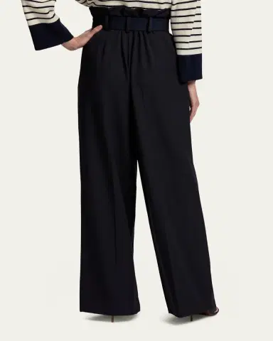 Ralph Lauren Collection Pleated Grain De Poudre Wide-Leg Belted Pants | Thumbnail 3 Ralph Lauren Collection Pleated Grain De Poudre Wide-Leg Belted Pants | Thumbnail 3