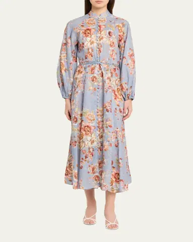 Zimmermann Awaken Billow Linen Midi-Dress | Thumbnail 2 Zimmermann Awaken Billow Linen Midi-Dress | Thumbnail 2