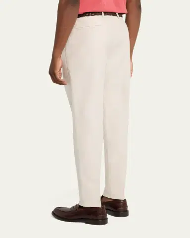 Brunello Cucinelli Men's Cotton and Linen Leisure-Fit Pleated Trousers | Thumbnail 3 Brunello Cucinelli Men's Cotton and Linen Leisure-Fit Pleated Trousers | Thumbnail 3
