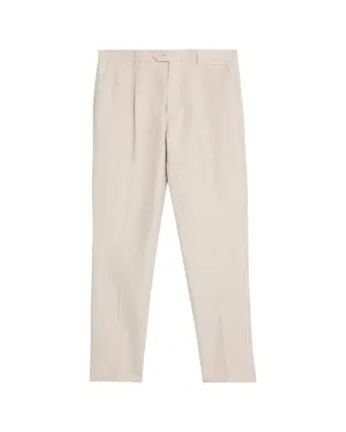 Brunello Cucinelli Men's Cotton and Linen Leisure-Fit Pleated Trousers | Thumbnail 1 Brunello Cucinelli Men's Cotton and Linen Leisure-Fit Pleated Trousers | Thumbnail 1
