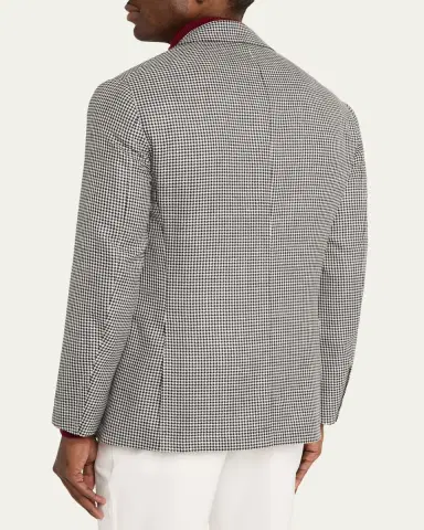 Brunello Cucinelli Men's Wool, Silk and Linen Houndstooth Sport Coat | Thumbnail 3 Brunello Cucinelli Men's Wool, Silk and Linen Houndstooth Sport Coat | Thumbnail 3