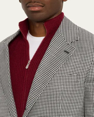 Brunello Cucinelli Men's Wool, Silk and Linen Houndstooth Sport Coat | Thumbnail 5 Brunello Cucinelli Men's Wool, Silk and Linen Houndstooth Sport Coat | Thumbnail 5