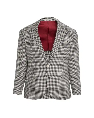 Brunello Cucinelli Men's Wool, Silk and Linen Houndstooth Sport Coat | Thumbnail 1 Brunello Cucinelli Men's Wool, Silk and Linen Houndstooth Sport Coat | Thumbnail 1