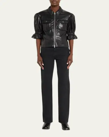 Cinq à Sept Holly Cropped Vegan Leather Jacket | Thumbnail 2 Cinq à Sept Holly Cropped Vegan Leather Jacket | Thumbnail 2