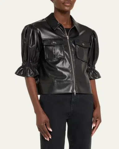 Cinq à Sept Holly Cropped Vegan Leather Jacket | Thumbnail 4 Cinq à Sept Holly Cropped Vegan Leather Jacket | Thumbnail 4