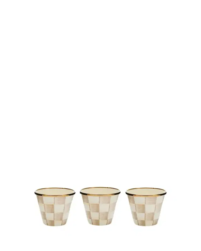 MacKenzie-Childs Mocha Check Herb Pots, Set of 3