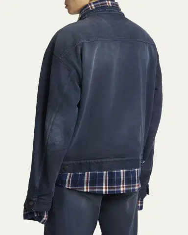 Balenciaga Men's Patched Denim Mixed-Media Shirt Jacket | Thumbnail 3 Balenciaga Men's Patched Denim Mixed-Media Shirt Jacket | Thumbnail 3