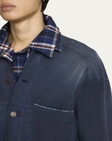Balenciaga Men's Patched Denim Mixed-Media Shirt Jacket | Thumbnail 5 Balenciaga Men's Patched Denim Mixed-Media Shirt Jacket | Thumbnail 5