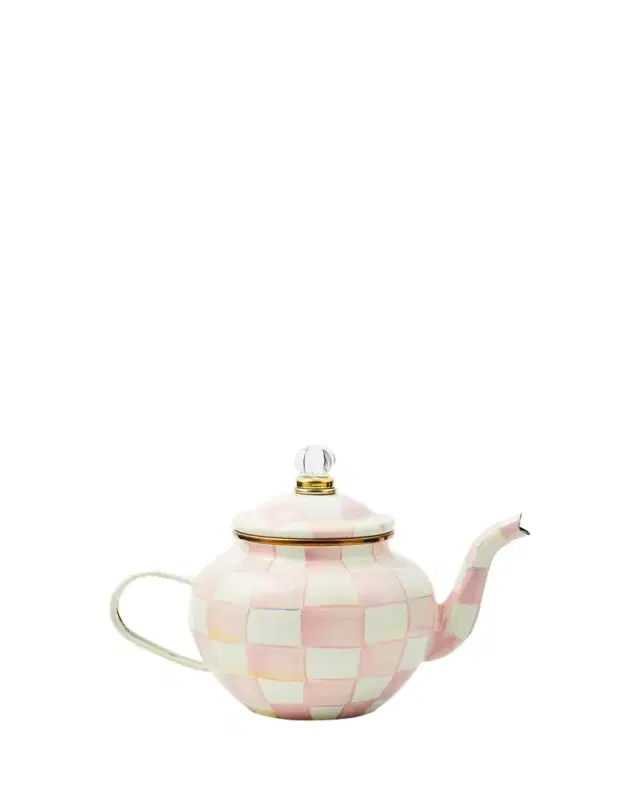 MacKenzie-Childs Rosy Check Enamel Teapot, 4 Cup