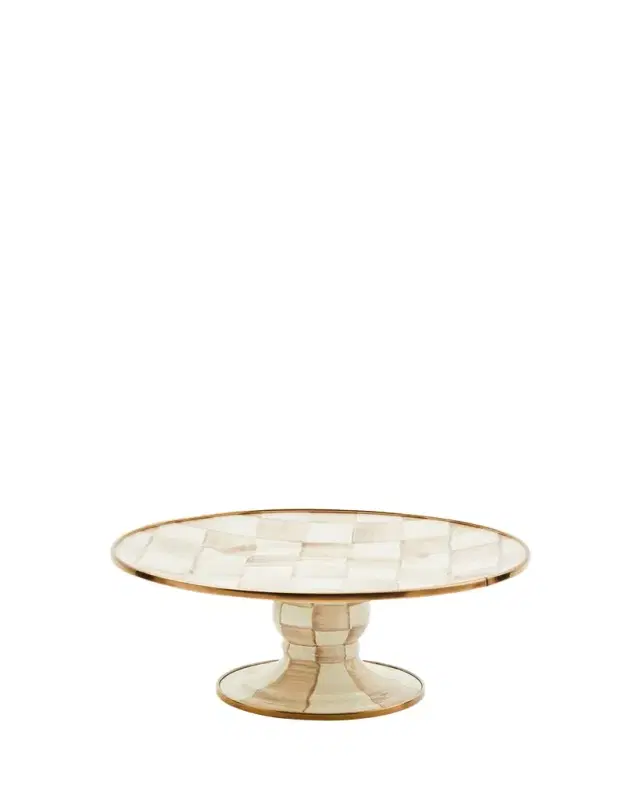 MacKenzie-Childs Mocha Check Mini Pedestal Platter