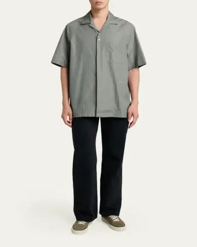 Jacquemus Men's Cotton Herringbone Short-Sleeve Shirt | Thumbnail 2