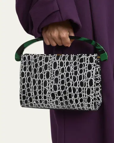 Dries Van Noten Croc-Embossed Leather Top-Handle Bag | Thumbnail 2