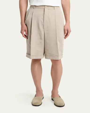 Jacquemus Men's Herringbone Linen-Blend Pleated Shorts | Thumbnail 4 Jacquemus Men's Herringbone Linen-Blend Pleated Shorts | Thumbnail 4