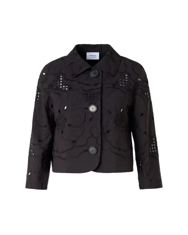 Flower Eyelet Jacket in Cotton Poplin