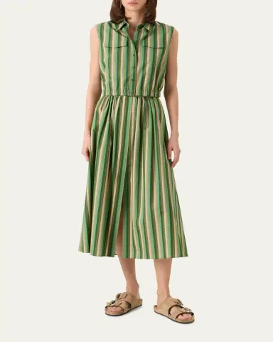 Akris punto Sleeveless Parasol Striped Cotton Poplin Crop Shirt | Thumbnail 2