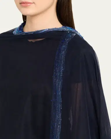 Giorgio Armani Embellished Edge Tulle Wrap Poncho | Thumbnail 5 Giorgio Armani Embellished Edge Tulle Wrap Poncho | Thumbnail 5