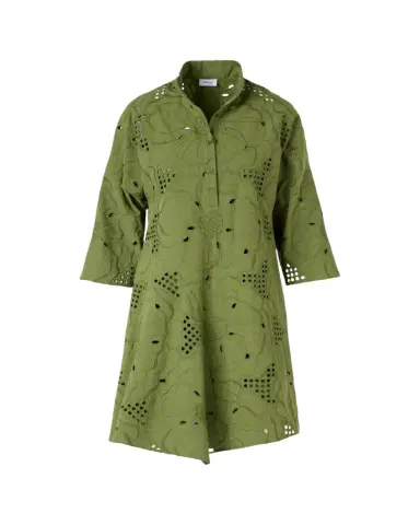 Akris punto Floral Eyelet Embroidered Asymmetric Mini Shirtdress | Thumbnail 1 Akris punto Floral Eyelet Embroidered Asymmetric Mini Shirtdress | Thumbnail 1