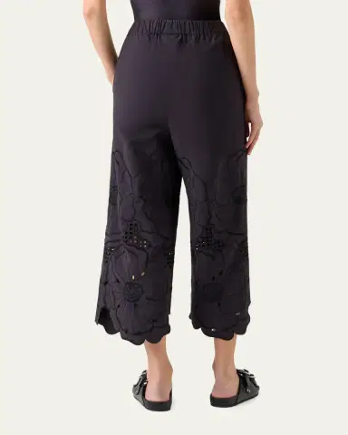Akris punto Frey Flower Eyelet Pants in Cotton Poplin | Thumbnail 2 Akris punto Frey Flower Eyelet Pants in Cotton Poplin | Thumbnail 2