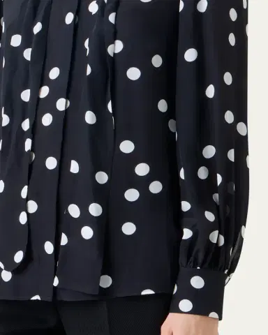 Akris punto Polka Dot-Print Georgette Neck-Bow Blouse | Thumbnail 5 Akris punto Polka Dot-Print Georgette Neck-Bow Blouse | Thumbnail 5