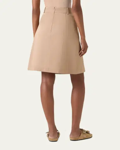 Akris punto Box Pleat Cotton Gabardine A-Line Skirt | Thumbnail 2