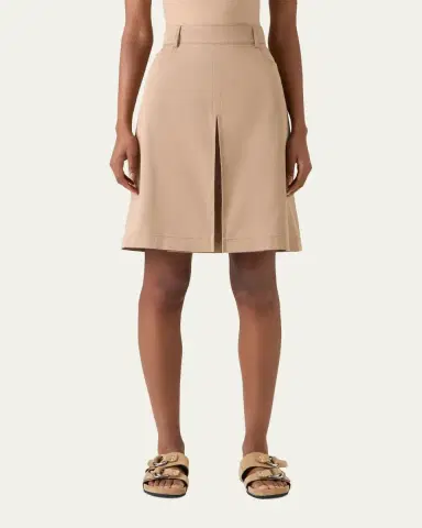 Akris punto Box Pleat Cotton Gabardine A-Line Skirt | Thumbnail 3