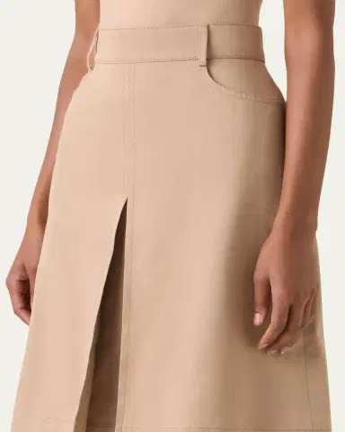 Akris punto Box Pleat Cotton Gabardine A-Line Skirt | Thumbnail 4