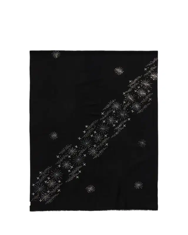 The Starry Glow Crystal-Embroidered Merino Wool Scarf
