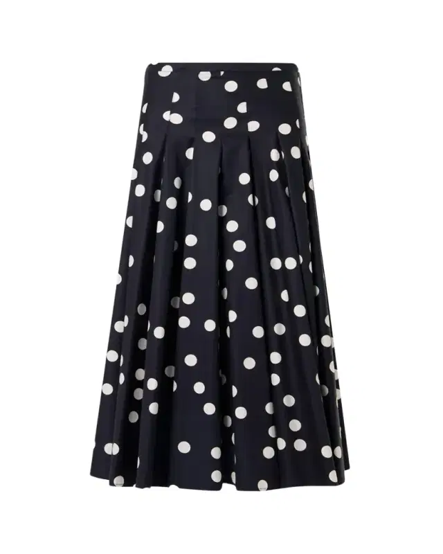 Akris punto Cotton Polka Dot Midi Skirt