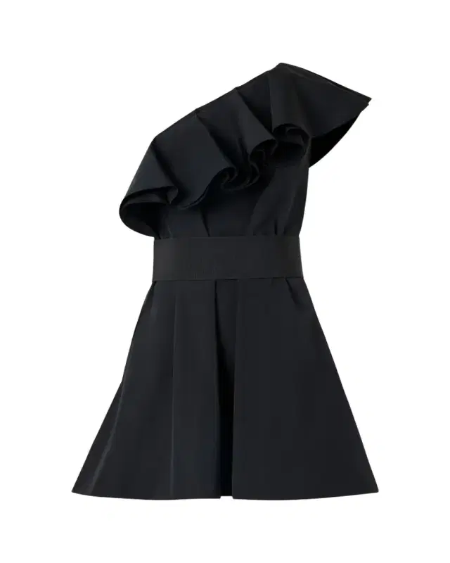 Akris punto Ruffle One-Shoulder Belted Mini Dress