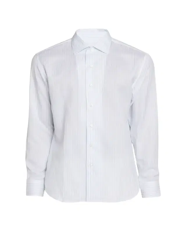 Brioni Men's Lyocell and Cotton Pinstripe Sport Shirt
