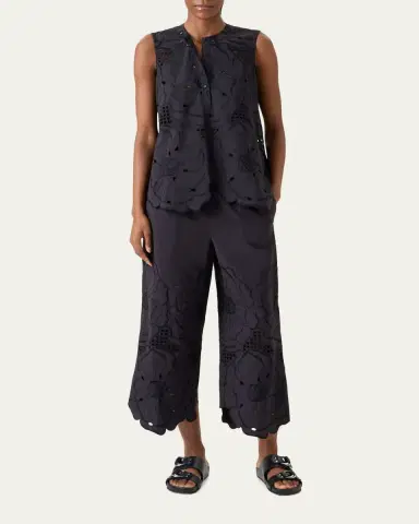 Akris punto Flower Eyelet Embroidered Cotton Poplin Tunic Blouse | Thumbnail 2 Akris punto Flower Eyelet Embroidered Cotton Poplin Tunic Blouse | Thumbnail 2