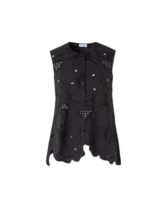 Akris punto Flower Eyelet Embroidered Cotton Poplin Tunic Blouse