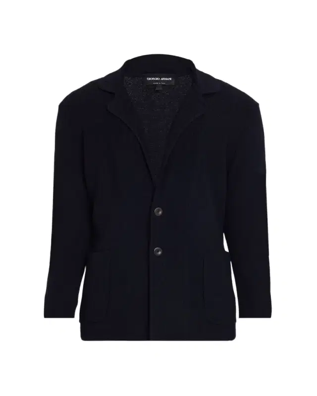 Giorgio Armani Men's Chevron Stitch Cotton Knit Blazer