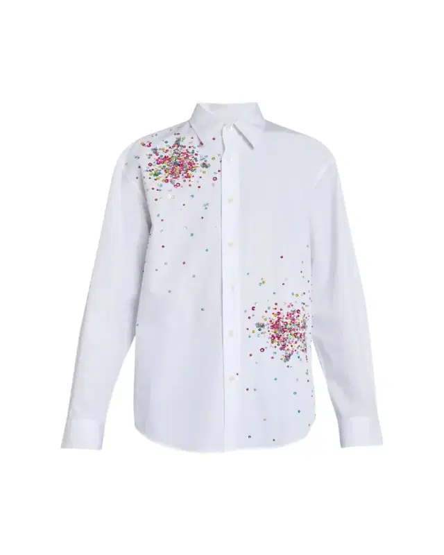 Men's Firework Embellished Cotton Poplin Shirt