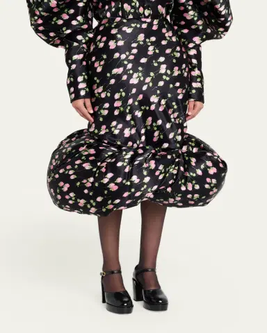 Marc Jacobs Runway Rose Print Satin Bubble Hem Skirt | Thumbnail 4