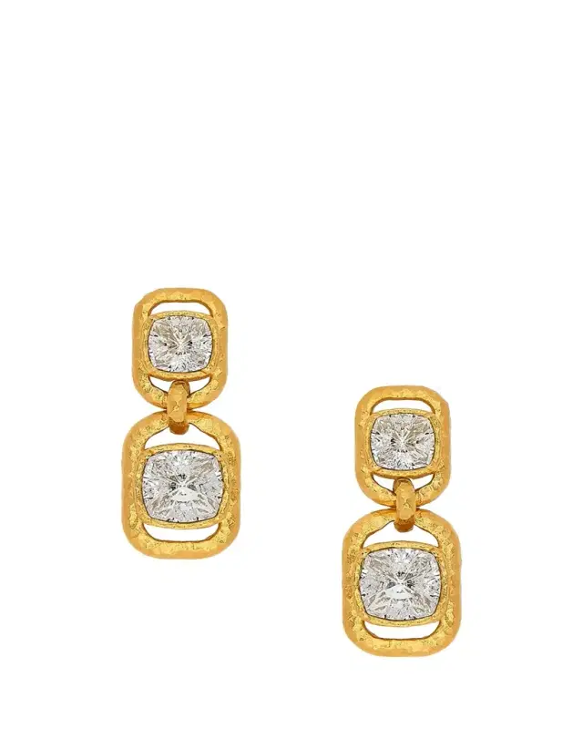 Oscar de la Renta Rectangle Crystal Double Drop Earrings