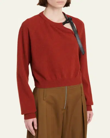 Ferragamo Leather-Strap Cutout Cashmere Sweater | Thumbnail 4 Ferragamo Leather-Strap Cutout Cashmere Sweater | Thumbnail 4