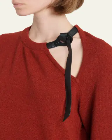 Ferragamo Leather-Strap Cutout Cashmere Sweater | Thumbnail 5 Ferragamo Leather-Strap Cutout Cashmere Sweater | Thumbnail 5
