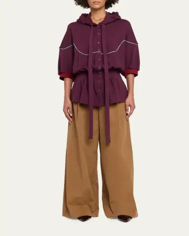 Zomer Aliza Pleated Short-Sleeve Hoodie | Thumbnail 2