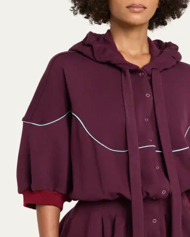 Zomer Aliza Pleated Short-Sleeve Hoodie | Thumbnail 5